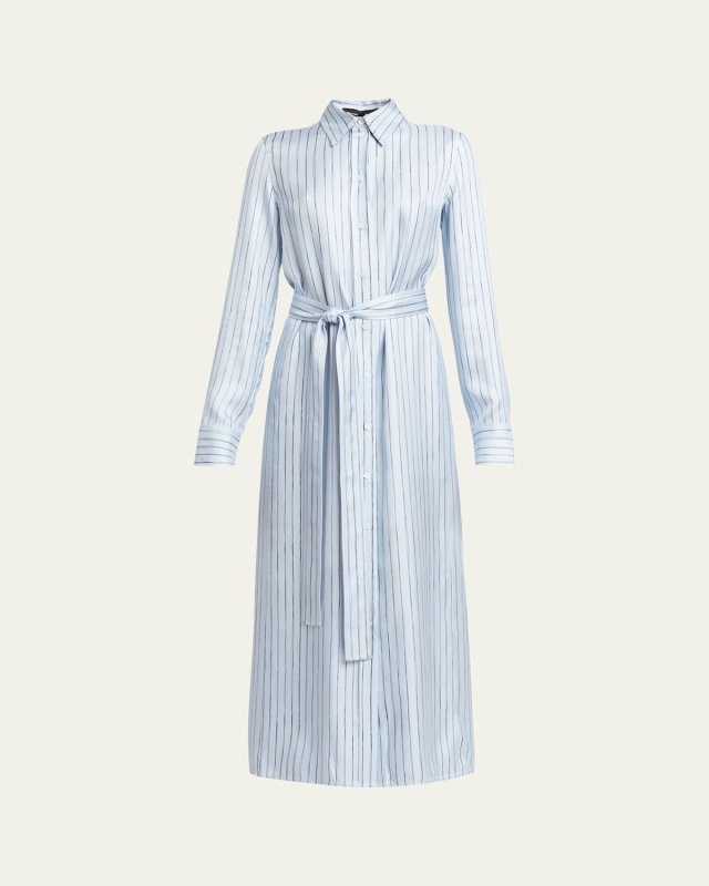 Hannah Stripe Silk Twill Ankle Dress